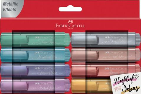 Textmarker Metallic 8er Etui, gold, silber, rosè, rubin, blau, grün, rot