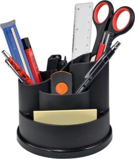 Schreibtisch-Butler Taichi, schwarz 6 Fächer, um 360° drehbar, Ø 130mm