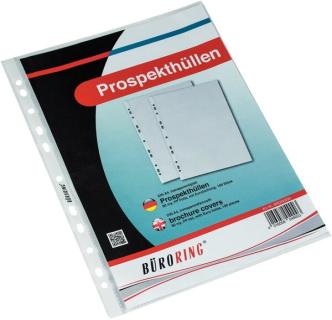 Büroring Prospekthülle A4, 110my, PP-Folie, glasklar, oben offen