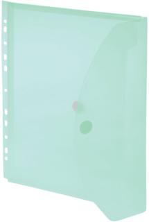 Umschlag A4, Dehnfalte, Abheftrand grün transparent