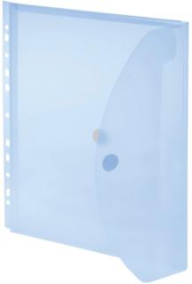 Umschlag A4, Dehnfalte, Abheftrand blau transparent