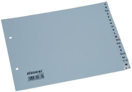 Büroring Register A-Z Sparformat, A4, 20-teilig, PP-Folie, grau,