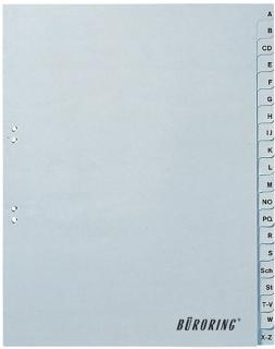 Büroring Register A-Z, Vollformat A4, 20-teilig, PP-Folie, grau