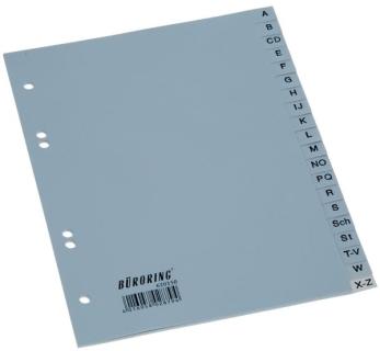 Büroring Register A-Z, A5, hoch, 20-teilig, PP-Folie, grau, 125 my