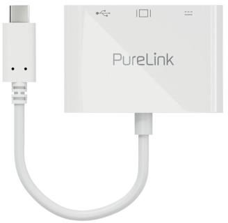 Adapter USB-C auf Multiport iSerie 0,10m, weiß, mit Buchsen für