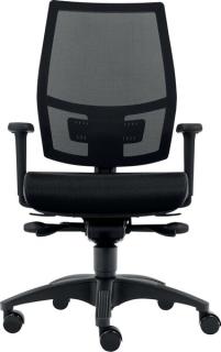 Bürodrehstuhl Ergo Mesh schwarz mit 2D- Armlehen, Teppichbodenrollen