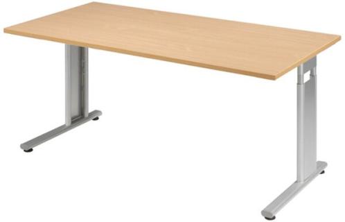 Arbeitstisch C-Fuß Flex Buche/Silber höhenverstellbar