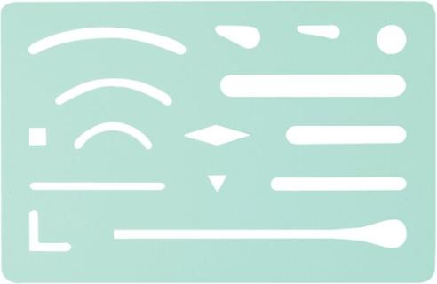 Ecobra Radierschablone, 15 Aus- schnitte, rostfreier Federstahl,