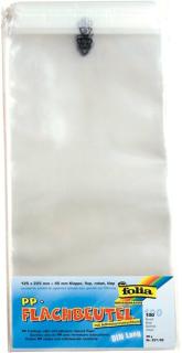 Flachbeutel aus PP, mit Klappe, 38my, DIN Lang, 125x225mm