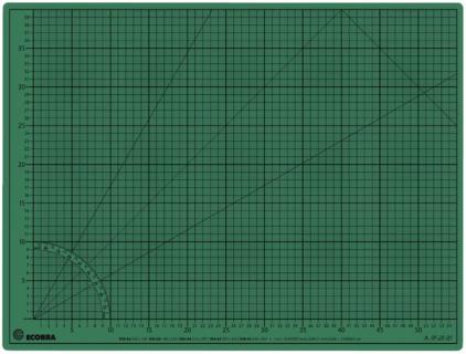 Schneidematte, 60x45cm, grün/schwarz 5-lagig, bedruckt mit 10-und 50mm