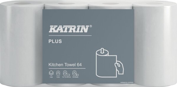 Küchenrolle Katrin Plus Kitchen weiß 3-lg., 64 Blatt / Rolle