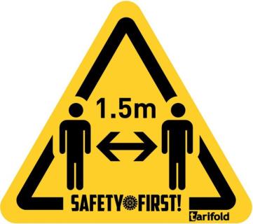 Warnaufkleber Bitte Abstand halten, gelb/schwarz, 150x170mm