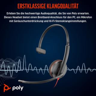 HP Poly Blackwire 3210 Monaural USB-C Headset +USB-C/A Adapter