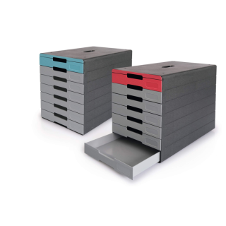 DURABLE Schubladenbox IDEALBOX PLUS  grau/rot 776303, DIN C4 mit 7 Schubladen