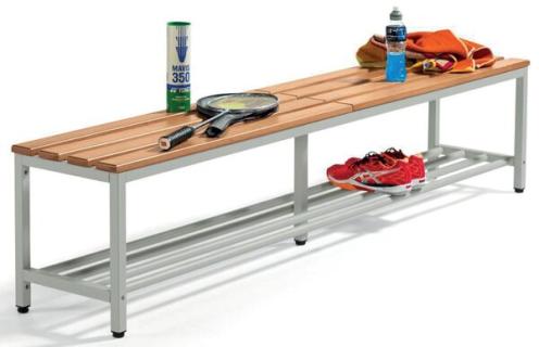Sitzbank, 440 x 2000 x 365 mm, Stahlgestell, Buchenholzleisten,