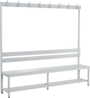 Sitz-und Garderobenbank, 1850x2000x395 mit Kunststoffleisten, Stahlgestell,