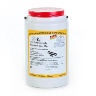 Erste Erzgebirgische Handwaschpaste W |  3 Liter (vormals Erste Erzgebirgische Handwaschpaste Öko) Weithalsgebinde, Händereinigungsmittel mit hautpflegenden Substanzen, pH-hautneutral, seifenfrei mit Naturreibekörpern