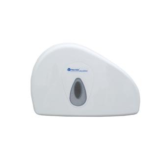 Toilettenpapier-Großrollen-Spender "Merida Top Duo Mini" | weiß/grau mit Restrollenaufnahme, für Toilettenpapier-Großrolle 10047