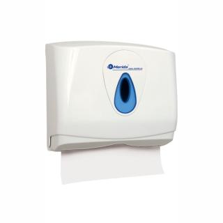 Handtuchspender "Merida Top Mini", für 250 - 500 Einzelblatt-Papierhandtücher | weiß/blau ABS-Kunststoff weiß mit blauem Sichtfenster