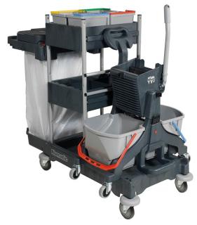 Systemwagen Numatic "ProCar 7 Plus" graphit | 2 x 17 Liter Reinigungswagen mit Universalabfalleinheit 2 x 70 Liter oder 1 x 120 Liter, Universalpresse, 2 Eimer á 17 Liter, 4 x Oberflächeneimer á 5 Liter