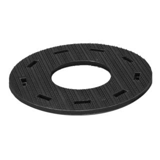 Zubehör/Ersatzteil: Padhalter mit Moosgummi für Einscheibenmaschine | Ø 430 mm, innen-Ø 160 mm - 17" Igel schwarz Padhalter mit Kunststoff-Vollhaftbelag und 10 mm Moosgummi-Zwischenschicht, ohne Treibhalter