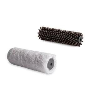 Zubehör/Ersatzteil: Floorwash Bürstenset für Floorwash Bodenreinigungsmaschine F25 | Farbe weiß+braun Bürstenset (1x Mikrofaser-Polierbürste weiß + 1x 18,5 cm Ø 5,5 cm braun), speziell zum Polieren von perfekt glatten Böden