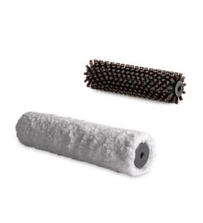 Zubehör/Ersatzteil: Floorwash Bürstenset für Floorwash Bodenreinigungsmaschine F35 | Farbe weiß+braun Bürstenset (1x Mikrofaser-Polierbürste weiß + 1x 28,5 cm braun), speziell zum Polieren von perfekt glatten Böden