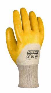 Arbeitsschutzhandschuhe, Nitril- beschichtet, mit Strickbund, gelb/beige, Standard-Qualität | Größe 10 PSA-Kategorie II, EN 420:2003+A1:2009, EN 388:2016, EN 13594:2015