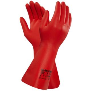 Chemikalienschutzhandschuhe aus Nitril "Ansell Edmont Sol-Vex", rot Größe 10Premiumnitrilkomposition, einzeln geprüft, EN 388 und EN 374 - Kategorie 3
