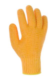 Grobstrickhandschuhe Baumwolle/Polyester "Criss-Cross", orange | Größe 8 mit beidseitig aufgebrachtem PVC-Waffelmuster, Strickbund