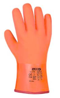 Winterhandschuhe PVC, leuchtorange, Jerseyfutter, 30 cm lang | Größe 10 