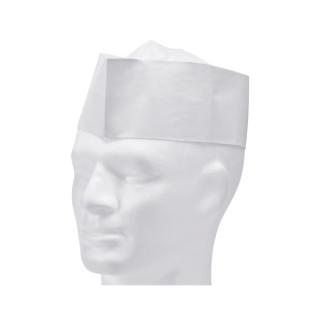 Kochmütze/Papierschiffchen mit Vlieskrone und Schweißband, 100 Stück | weiß 