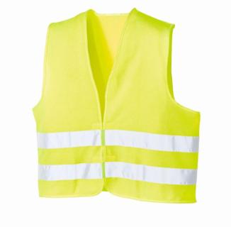 Warnweste aus 100% Polyester, Einheitsgröße XXL | leuchtgelb mit zwei horizontalen Reflexstreifen und Klettverschluss