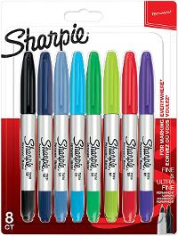 SHARPIE Permanent Marker Twin Tip verschied.Farben 8er Blister