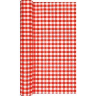 HOME FASHION Tischläufer Airlaid  0,40 m x 4,90 m | Motiv Karo rot/weiß 