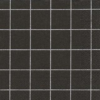 PAPER+DESIGN Zelltuch-Servietten 33 x 33 cm, 3-lagig, 1/4 Falz, 20 Stück/Pack | mit Motiv "Home Square" schwarz Lunch-Serviette mit Ganzjahresmotiv: schwarz kariert