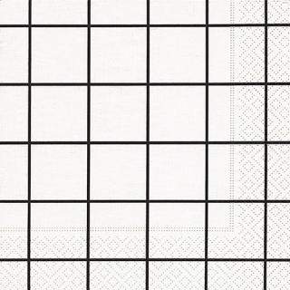 PAPER+DESIGN Zelltuch-Servietten 33 x 33 cm, 3-lagig, 1/4 Falz, 20 Stück/Pack | mit Motiv "Home Square" schwarz/weiß Lunch-Serviette mit Ganzjahresmotiv: schwarz/weiß kariert