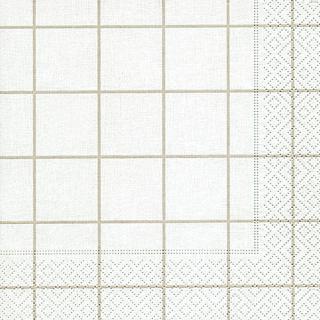 PAPER+DESIGN Zelltuch-Servietten 33 x 33 cm, 3-lagig, 1/4 Falz, 20 Stück/Pack | mit Motiv "Home Square" weiß/beige Lunch-Serviette mit Ganzjahresmotiv: weiß/beige kariert