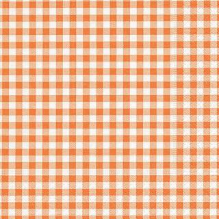 PAPER+DESIGN Zelltuch-Servietten 33 x 33 cm, 3-lagig, 1/4 Falz, 20 Stück/Pack | mit Motiv "New Vichy" orange/weiß Lunch-Serviette mit Ganzjahresmotiv: orange/weiß kariert