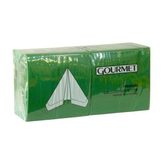 Gourmet Premium Zelltuch-Servietten 33 x 33 cm, 3-lagig, 1/4 Falz, 250 Stück/Pack | Uni Dunkelgrün 