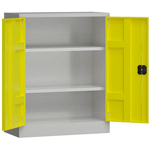 LÜLLMANN Stahlschrank ClassiX X-530316 zinkgelb, lichtgrau 80,0 x 38,0 x 100,0 cm, aufgebaut