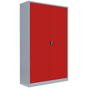 LÜLLMANN Stahlschrank 530384 feuerrot, lichtgrau 120,0 x 60,0 x 195,0 cm, aufgebaut