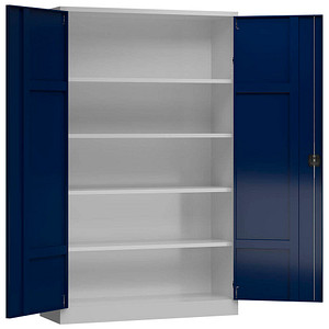 LÜLLMANN Stahlschrank ClassiXL X-530371 enzianblau, lichtgrau 120,0 x 42,0 x 194,5 cm, aufgebaut