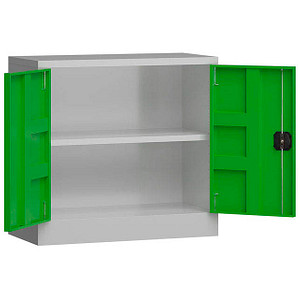 LÜLLMANN Stahlschrank ClassiX X-530305 lichtgrau, gelbgrün 80,0 x 38,0 x 75,0 cm, aufgebaut