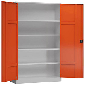 LÜLLMANN Stahlschrank ClassiXXL X-530384 feuerrot, lichtgrau 120,0 x 60,0 x 194,5 cm, aufgebaut