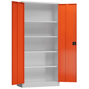 LÜLLMANN Stahlschrank ClassiX X-530344 feuerrot, lichtgrau 92,0 x 42,0 x 194,5 cm, aufgebaut