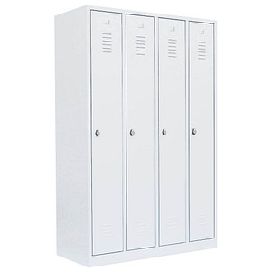 LÜLLMANN Spind signalweiß 510147, 4 Schließfächer 117,0 x 50,0 x 180,0 cm