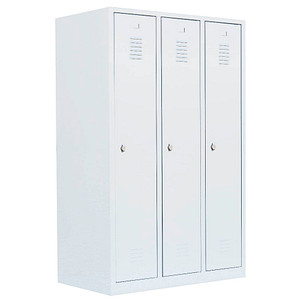 LÜLLMANN Spind signalweiß 515137, 3 Schließfächer 118,5 x 50,0 x 180,0 cm