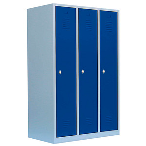 LÜLLMANN Spind enzianblau, lichtgrau 515131, 3 Schließfächer 118,5 x 50,0 x 180,0 cm