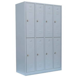 LÜLLMANN Spind lichtgrau 520240, 8 Schließfächer 117,0 x 50,0 x 180,0 cm